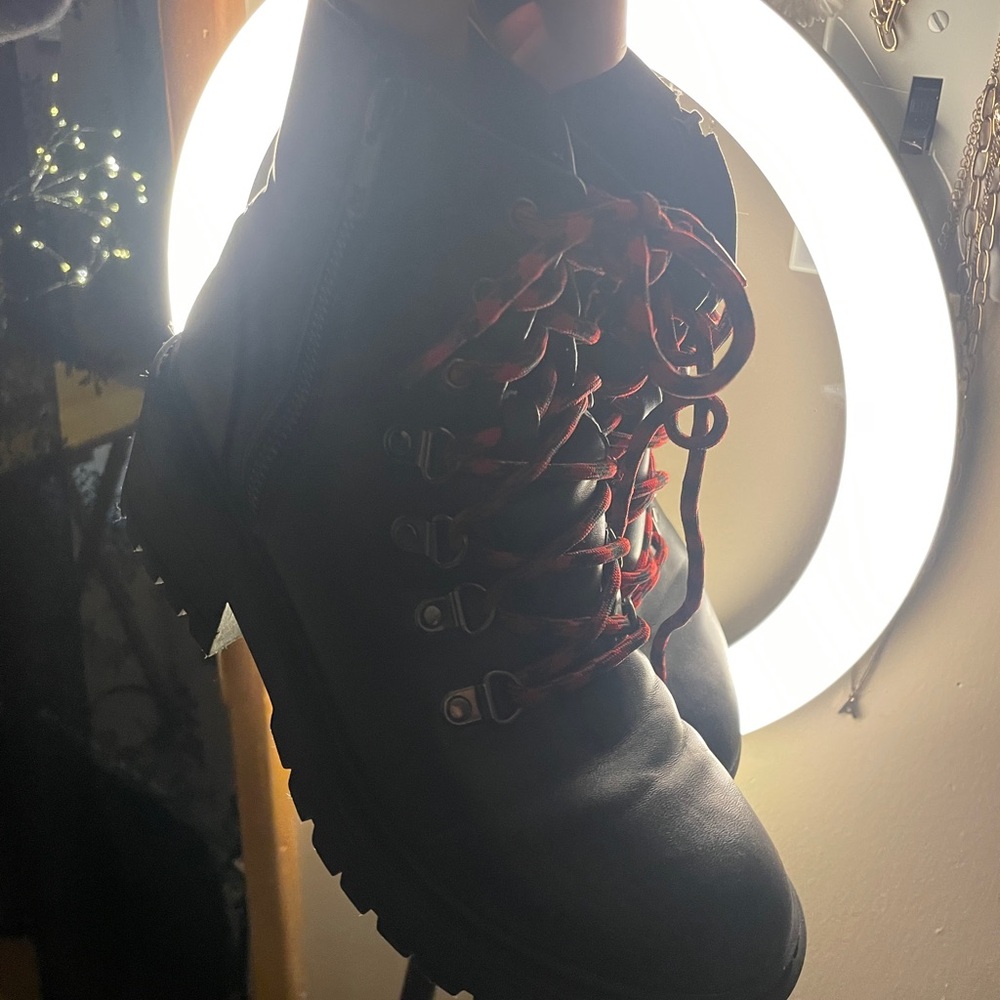 Naot Black Boots with Red Laces
